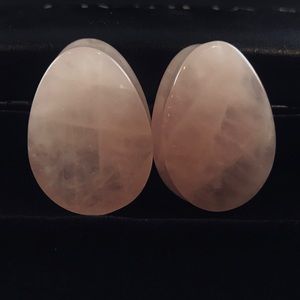 1 1/4inch-32mm Rose Quartz Teardrop Plugs/Gauges